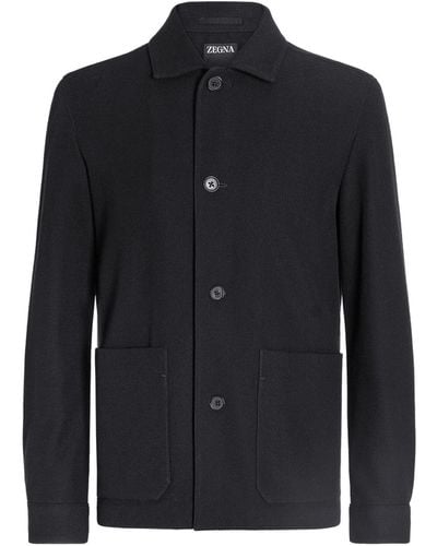 Zegna Jerseywear Wool And Cotton Chore Jacket - Blue