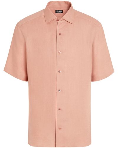 Zegna Hemd Aus Leinen - Pink
