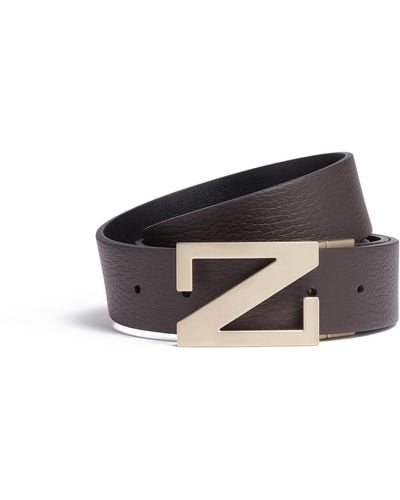 Zegna Dark And Reversible Leather Belt - White