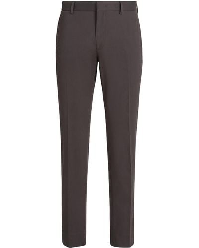 Zegna Dark Comfort Cotton Trousers - Grey