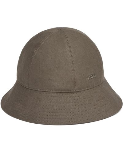 Zegna Light Oasi Lino Bucket Hat - Brown