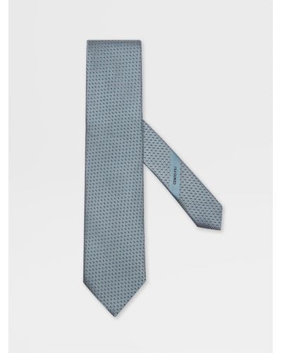 Zegna Cento Fili Silk Jacquard Tie - Blue