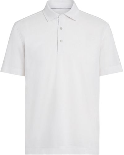 Zegna Optical Cotton And Silk Polo Shirt - White