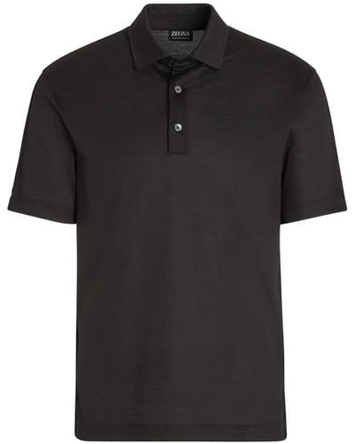 Zegna High Performance Wool Polo Shirt - Black