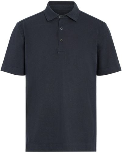 Zegna Cotton And Silk Polo Shirt - Blue