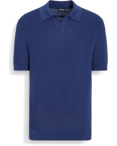Zegna Polo En Premium Cotton Bleu Workwear