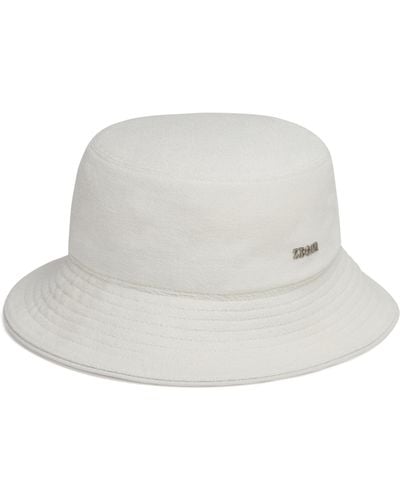 ZEGNA Dust Cotton And Silk Bucket Hat - White