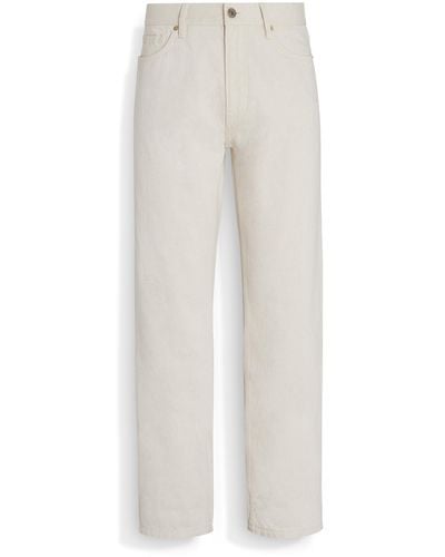 Zegna Off Cotton And Hemp Roccia Jeans - White