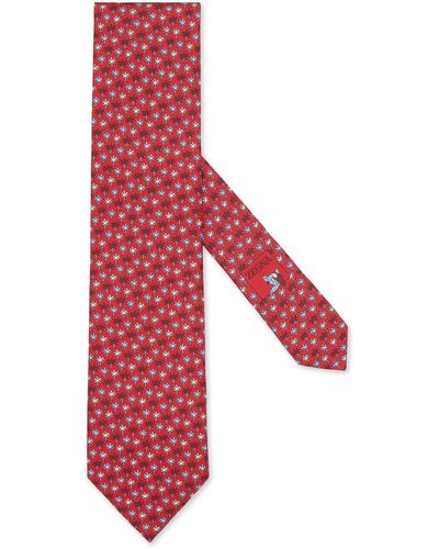 Zegna Cravate En Soie Imprimée Rouge