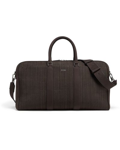 Zegna logo-lettering suede holdall - Neutrals