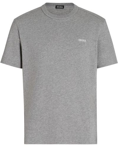 Zegna T-Shirt Aus Baumwolle - Grau