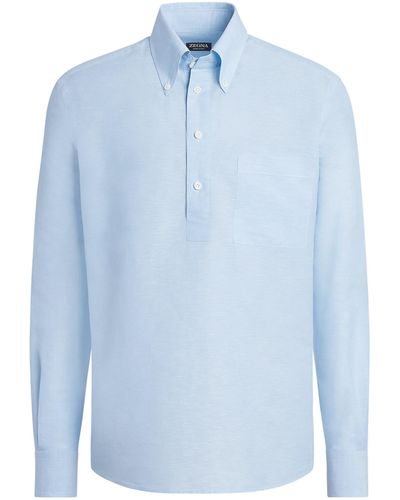 Zegna Linen And Cotton Shirt - Blue