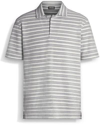 Zegna And Cotton Polo Shirt - Gray
