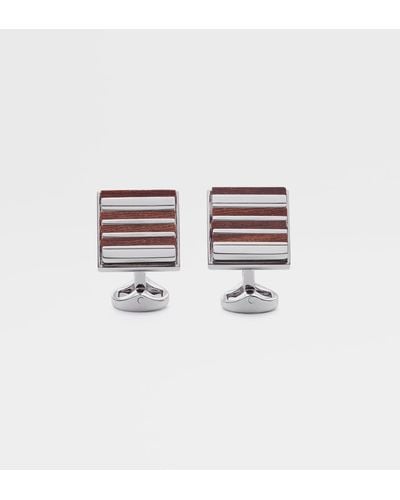 ZEGNA Mirrors And Lights Rhodium-plated Metal Cufflinks - Multicolor