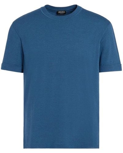 ZEGNA Mélange 12Milmil12 Wool T-Shirt - Blue