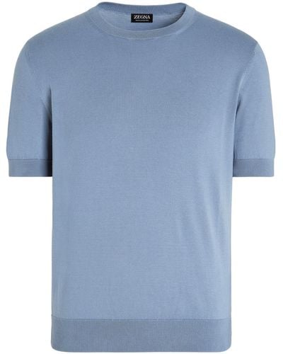 Zegna Avio Premium Cotton T-Shirt - Blue