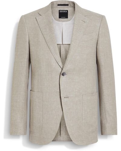 Zegna Crossover Linen Wool And Silk Blend Jacket - White