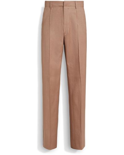 ZEGNA Light Oasi Lino Trousers - Natural
