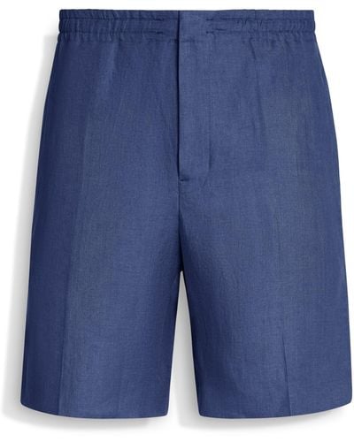 ZEGNA Avio Oasi Lino Short Pants - Blue