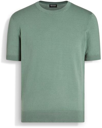 Zegna T-Shirt Aus Premium Cotton - Grün