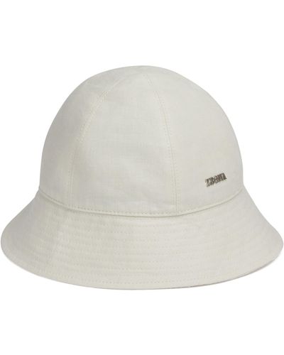 Zegna Light Oasi Lino Bucket Hat - White