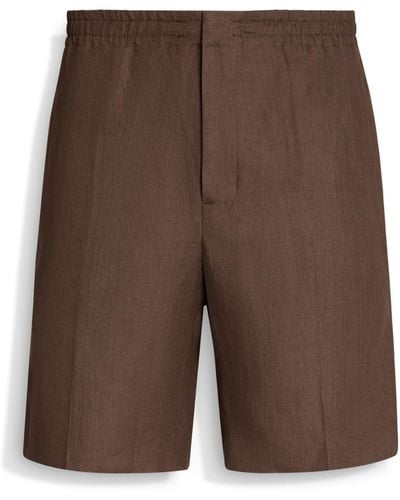 Zegna Oasi Lino Short Trousers - Brown