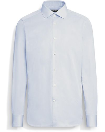 Zegna Light Micro-Striped Trecapi Cotton Shirt - White