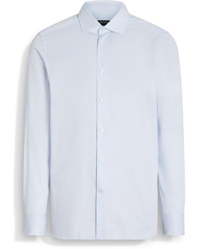 Zegna Light And Micro-Striped Trecapi Cotton Shirt - White