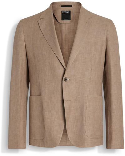 Zegna Light And Crossover Wool Blend Shirt Jacket - Natural