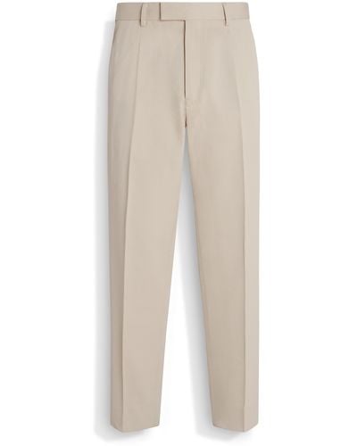 Zegna Light Cotton And Wool Trousers - White