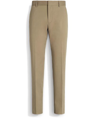 Zegna Light Stretch Cotton Trousers - Natural