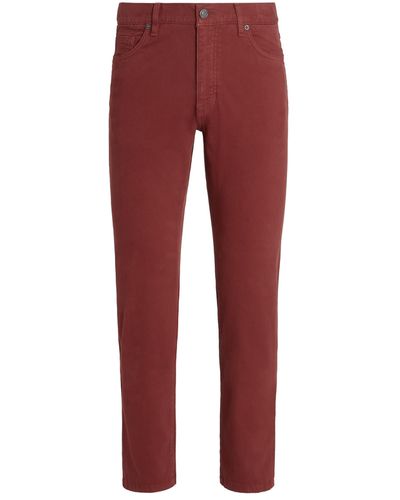 Zegna Dark Stretch Cotton Roccia Trousers - Red