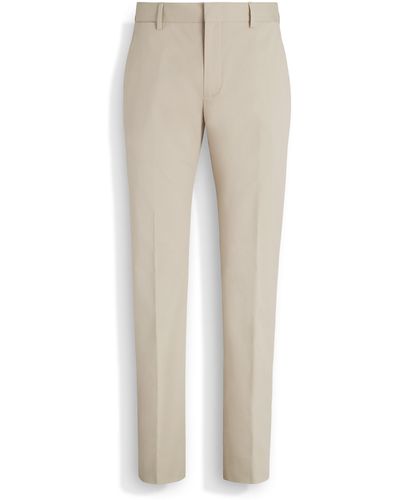Zegna Off Stretch Cotton Trousers - Natural