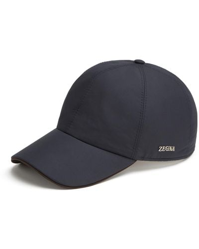 Zegna Dark Technical Fabric Baseball Cap - Blue