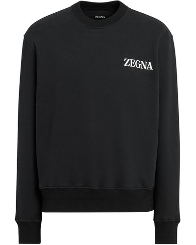 Zegna #Usetheexisting Sweatshirt Aus Baumwolle Mit Rundhalsausschnitt - Schwarz