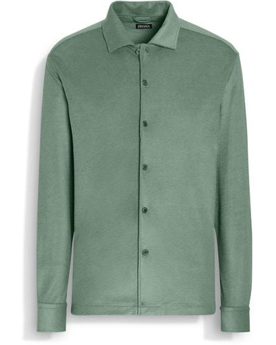 Zegna Cotton And Silk Shirt - Green