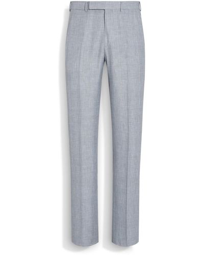 Zegna Light And Crossover Wool Blend Trousers - Grey