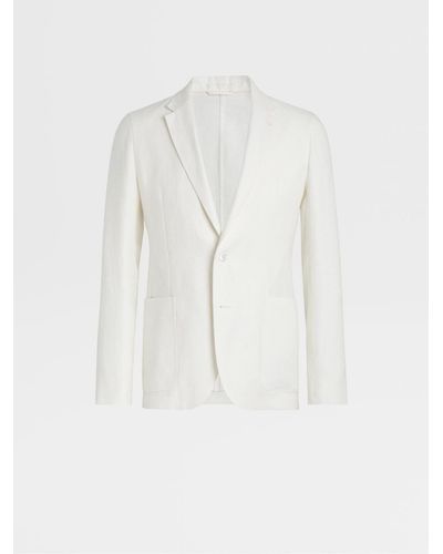 Zegna Crossover Linen Wool And Silk Fairway Tailoring Jacket, Drop 7 - White