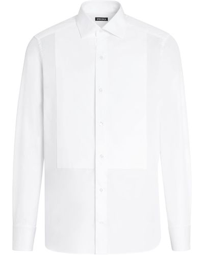 Zegna Optical Cotton Tuxedo Shirt - White