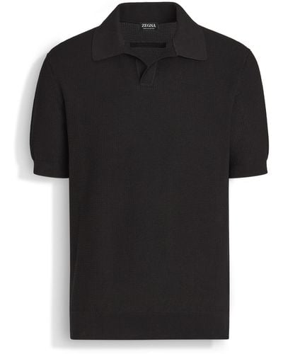 Zegna Premium Cotton Polo Shirt - Black
