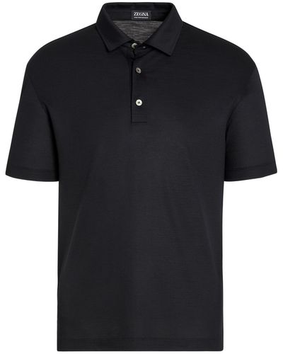 Zegna High Performance Wool Polo Shirt - Black