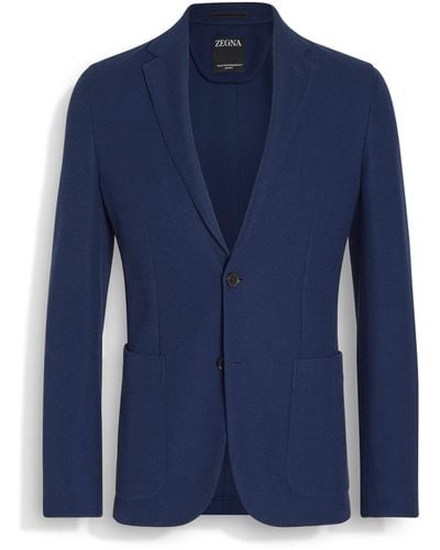 Zegna Utility High Performance Jersey Wool Blend Jacket - Blue