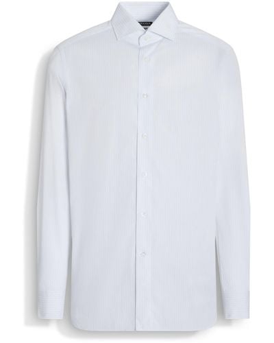 Zegna Light And Micro-Striped Centoventimila Cotton Shirt - White