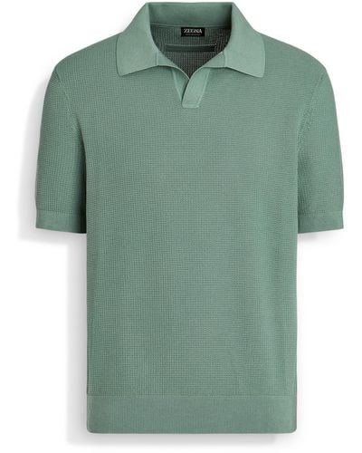 ZEGNA Sage Premium Cotton Polo Shirt - Green
