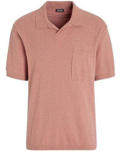 Zegna Dust Cotton Blend Polo Shirt - Pink