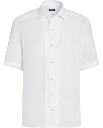 Zegna Pure Linen Short-Sleeve Shirt - White