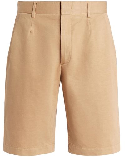 Zegna Light Cotton And Linen Summer Chino Shorts - Natural