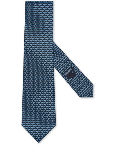 Zegna Dark Silk Tie - Blue