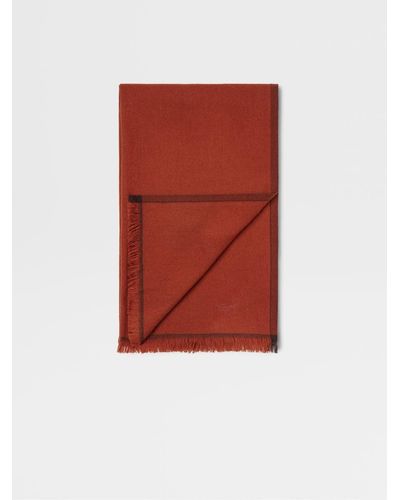 Zegna Wool Cashmere And Silk Scarf - Brown