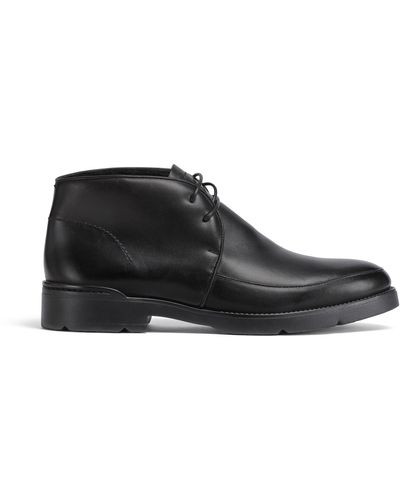 Zegna Hand-Buffed Leather Cortina Ankle Boots - Black